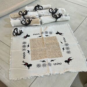 6 Gecko Lizards Napkin Rings W/ Napkins